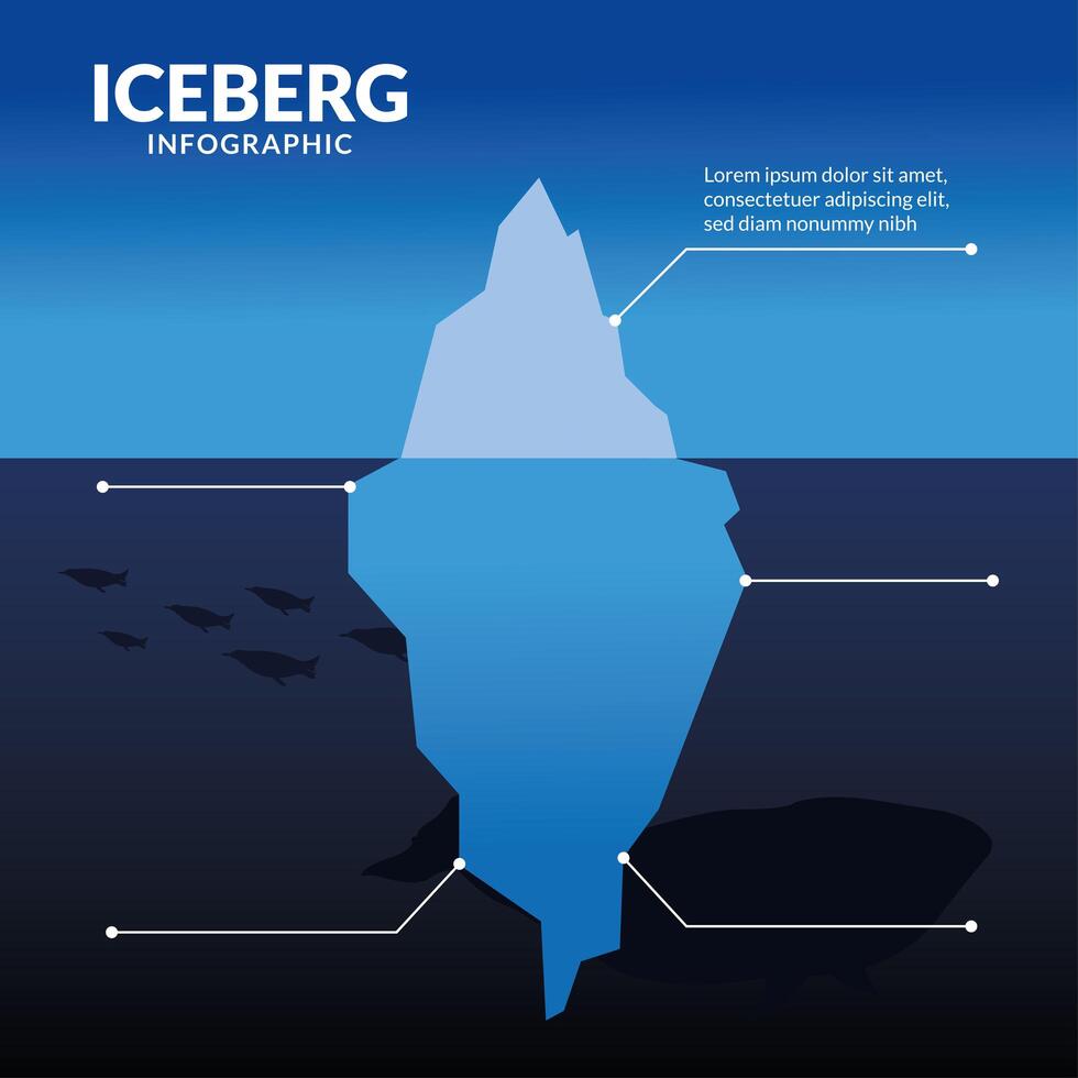 iceberg infographic with whale and penguins vector design