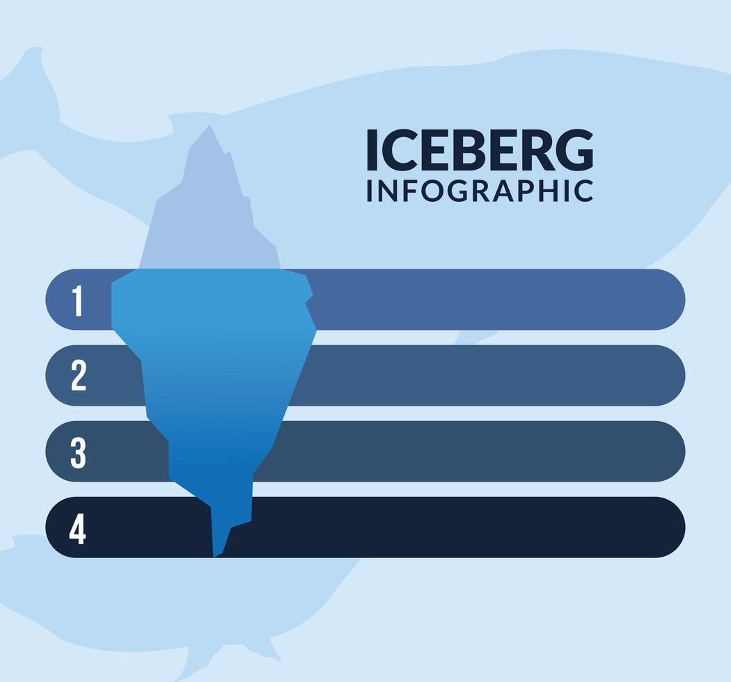 iceberg infographic 1 2 3 4 icon vector design