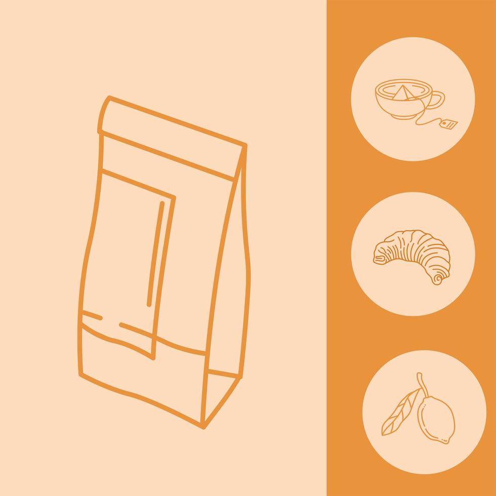 tea line style set icons vector design