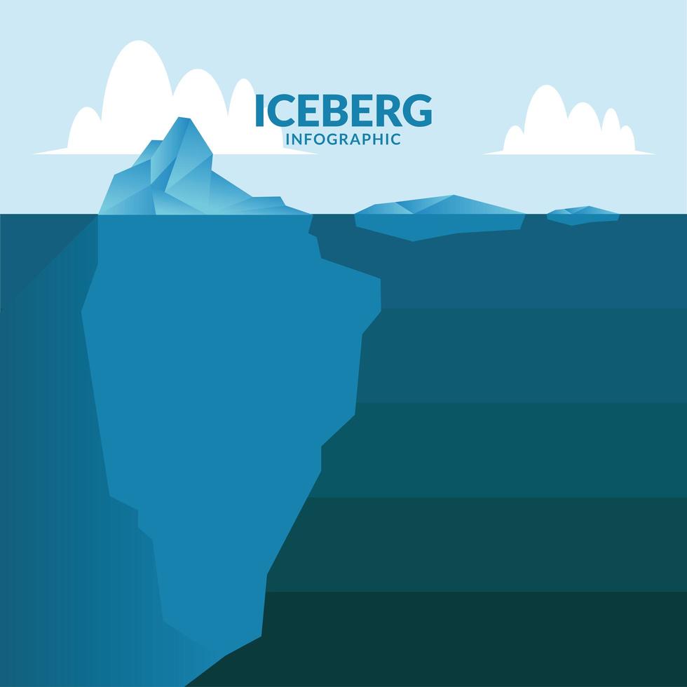 diseño de vector submarino infográfico de iceberg