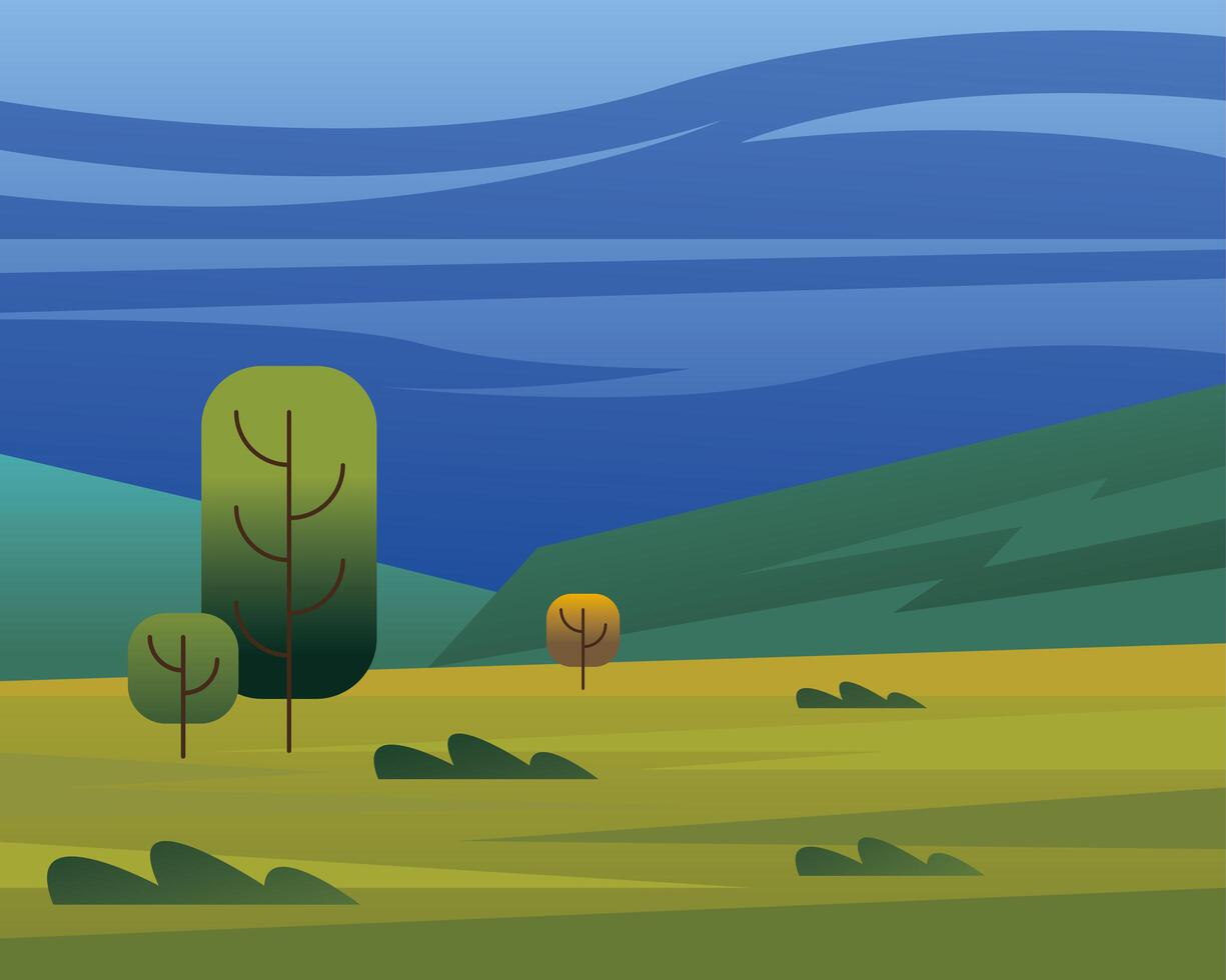 paisaje de árboles y arbustos de diseño vectorial vector