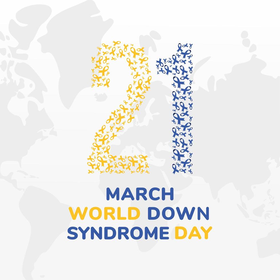 día mundial del síndrome de down 21 de marzo con diseño vectorial de cintas vector