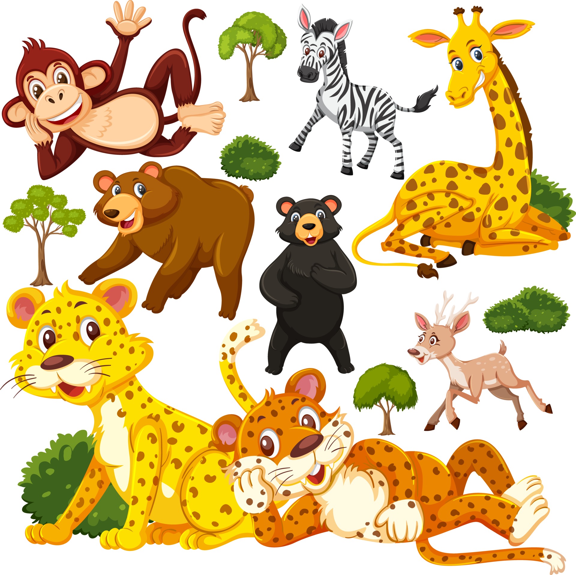Seamless pattern with cute wild animals cartoon character 2722823 Vector Art at Vecteezy Seamless pattern with cute wild animals cartoon character 2722823 Vector Art at Vecteezy