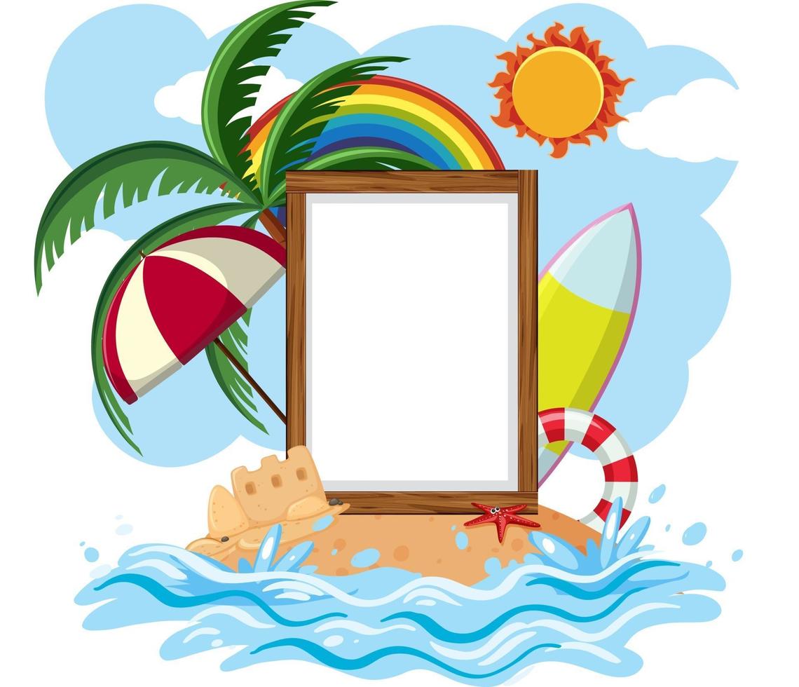 Plantilla de banner vacío con elemento de playa de verano aislado vector