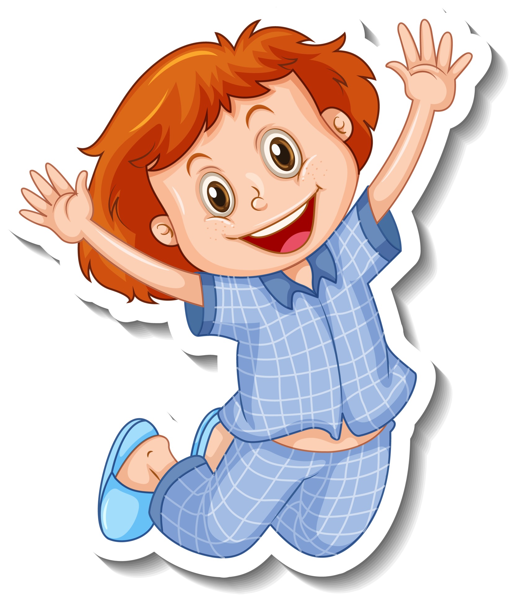 Sticker template with a girl wears pajamas cartoon character isolated  2722904 Vector Art at Vecteezy