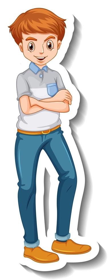A sticker template with a man in standing pose vector