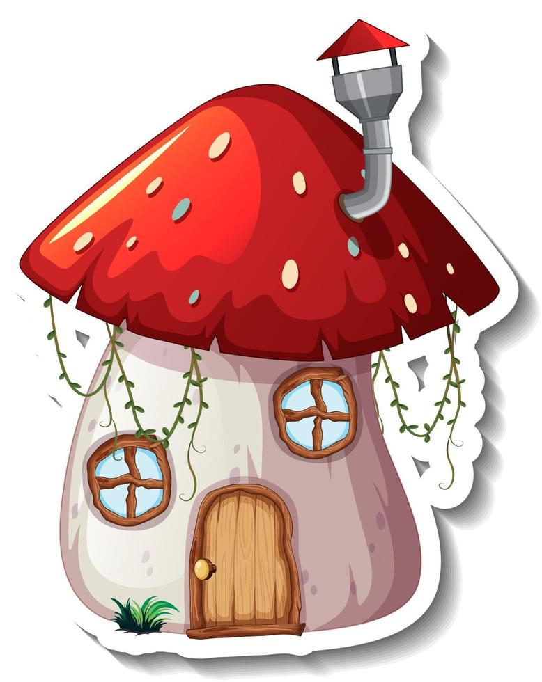 A sticker template with Mushroom house isolated vector