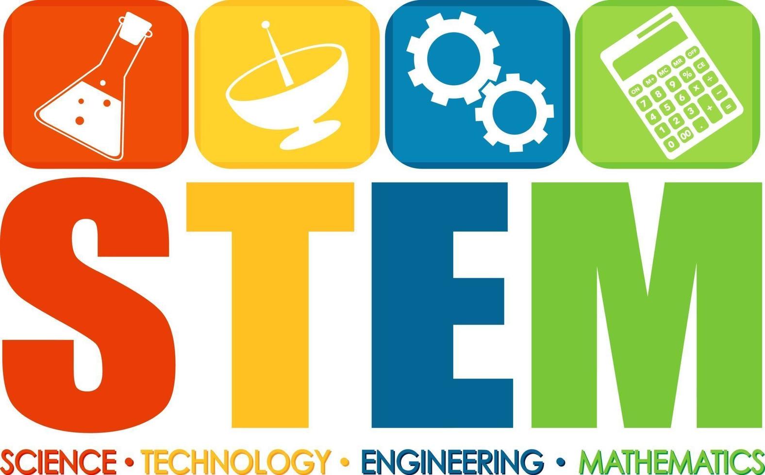 STEM logo with education and learning icon elements vector