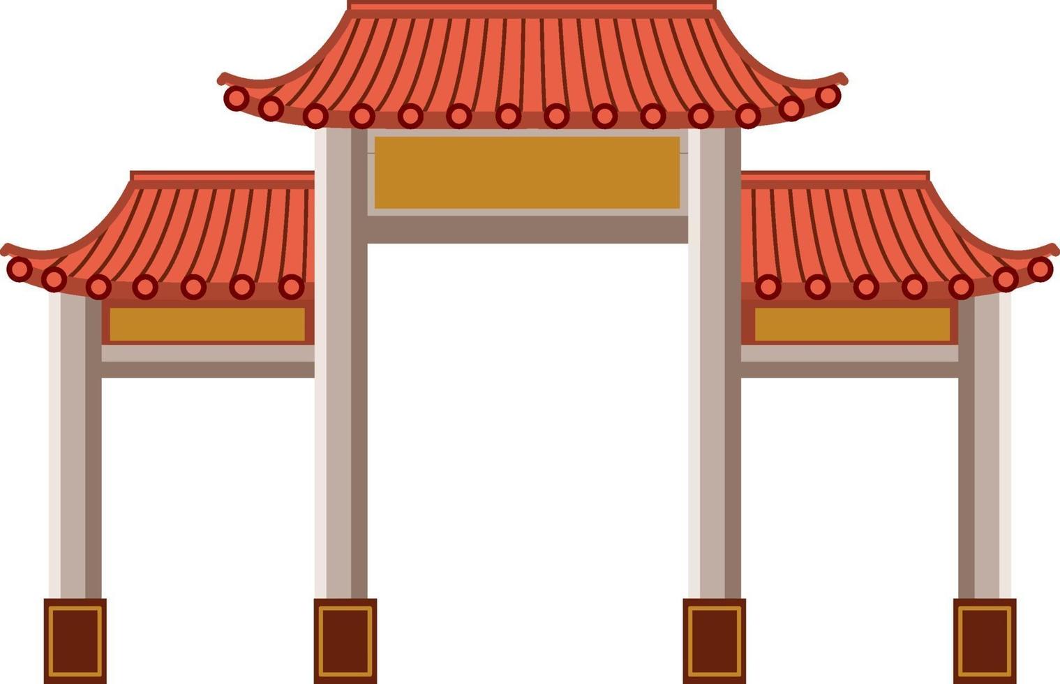 Chinese Gate or Paifang isolated on white background vector