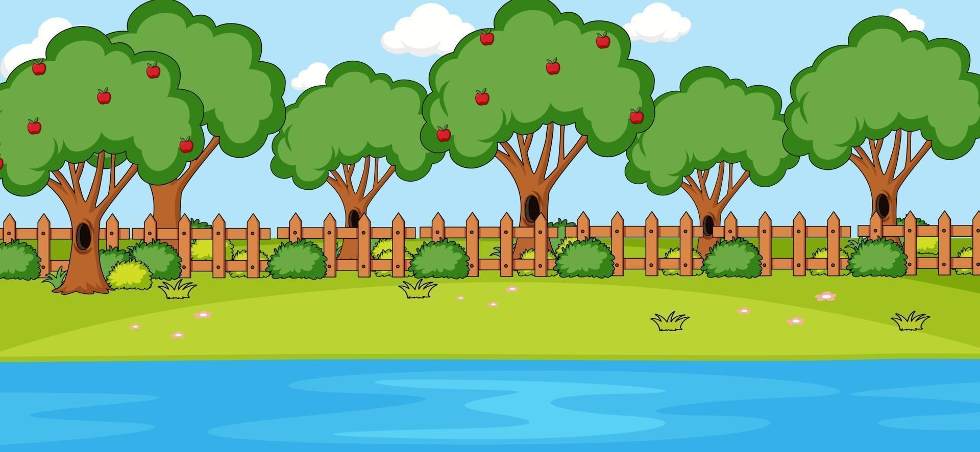 Empty scene with many trees in the park vector