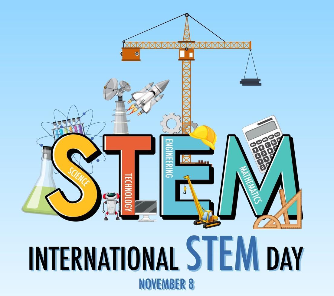 International STEM day on November 8th banner with STEM logo vector