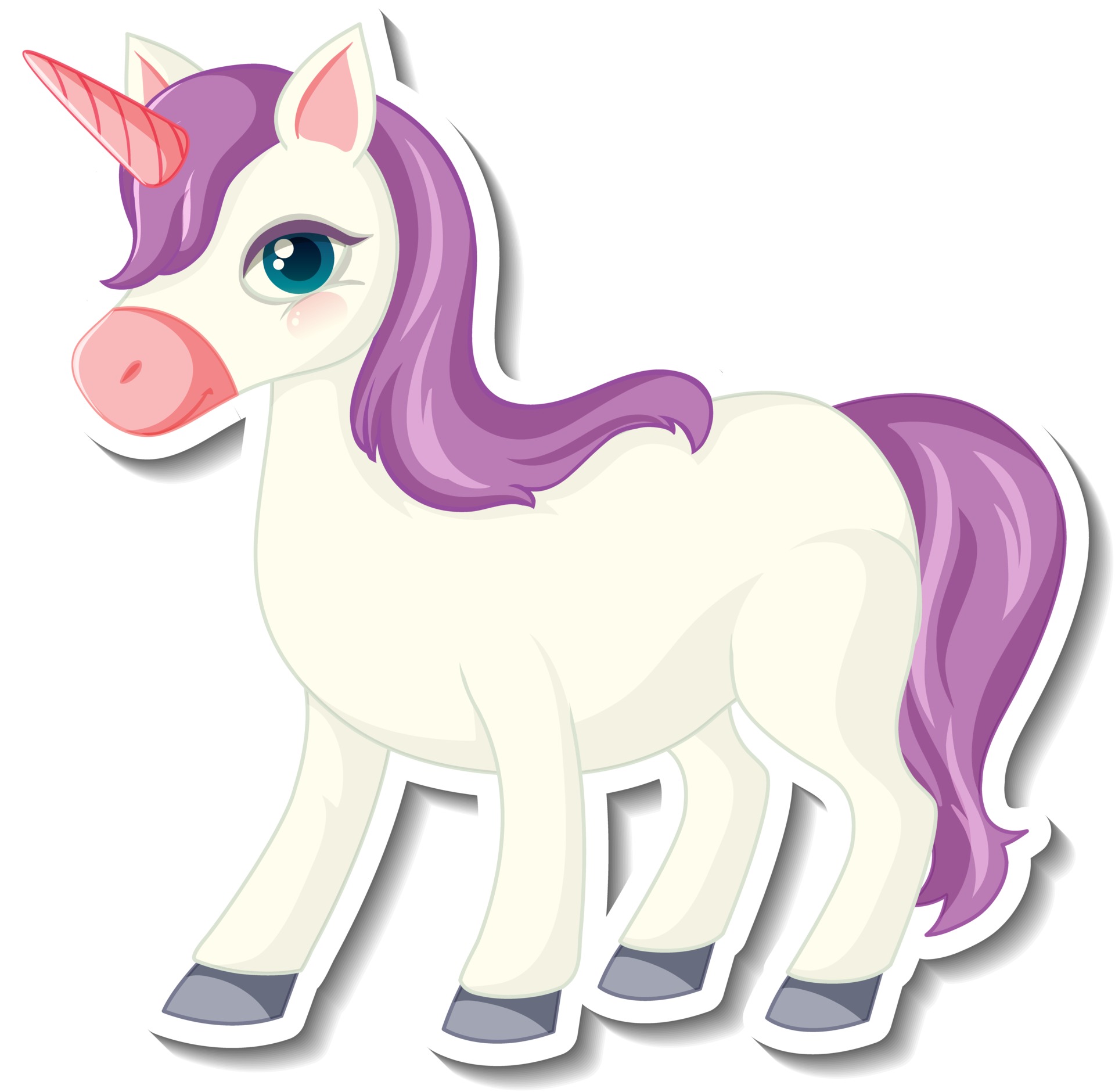 Cute unicorn stickers with a purple unicorn cartoon character ...