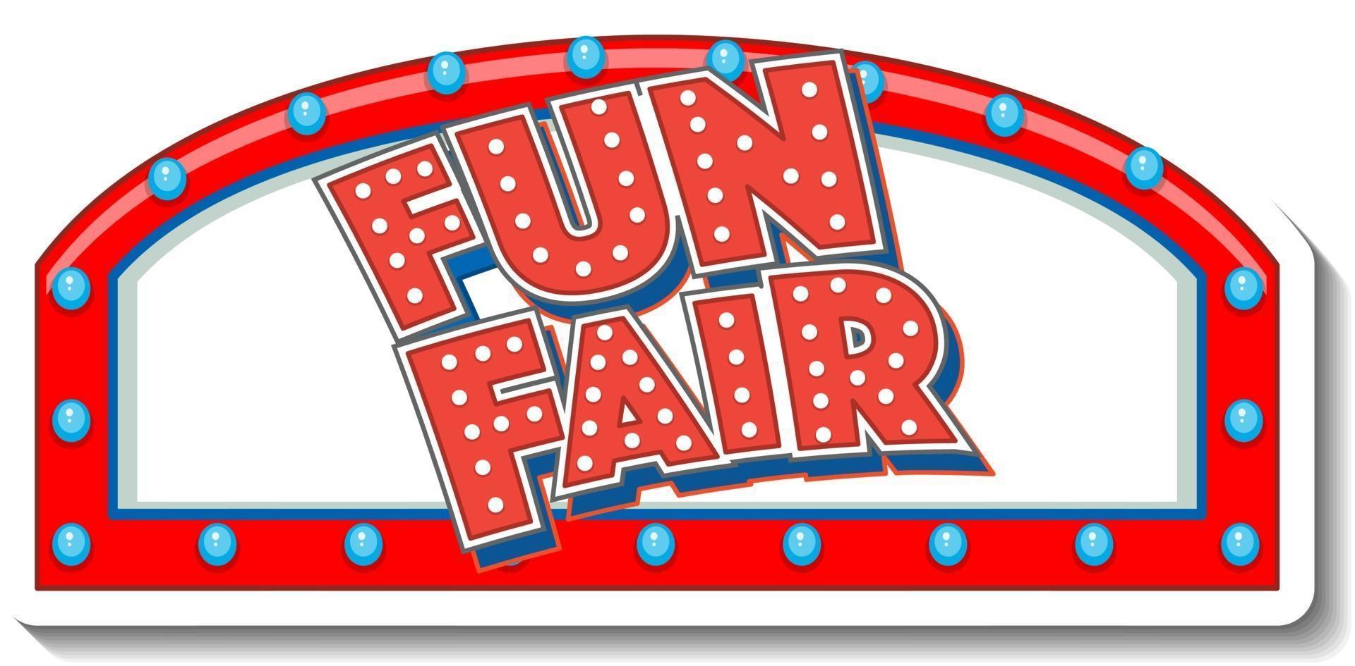 Sticker template with Funfair banner isolated vector