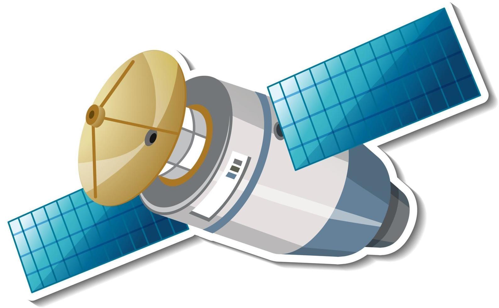 Sticker template with satellite in cartoon style isolated vector