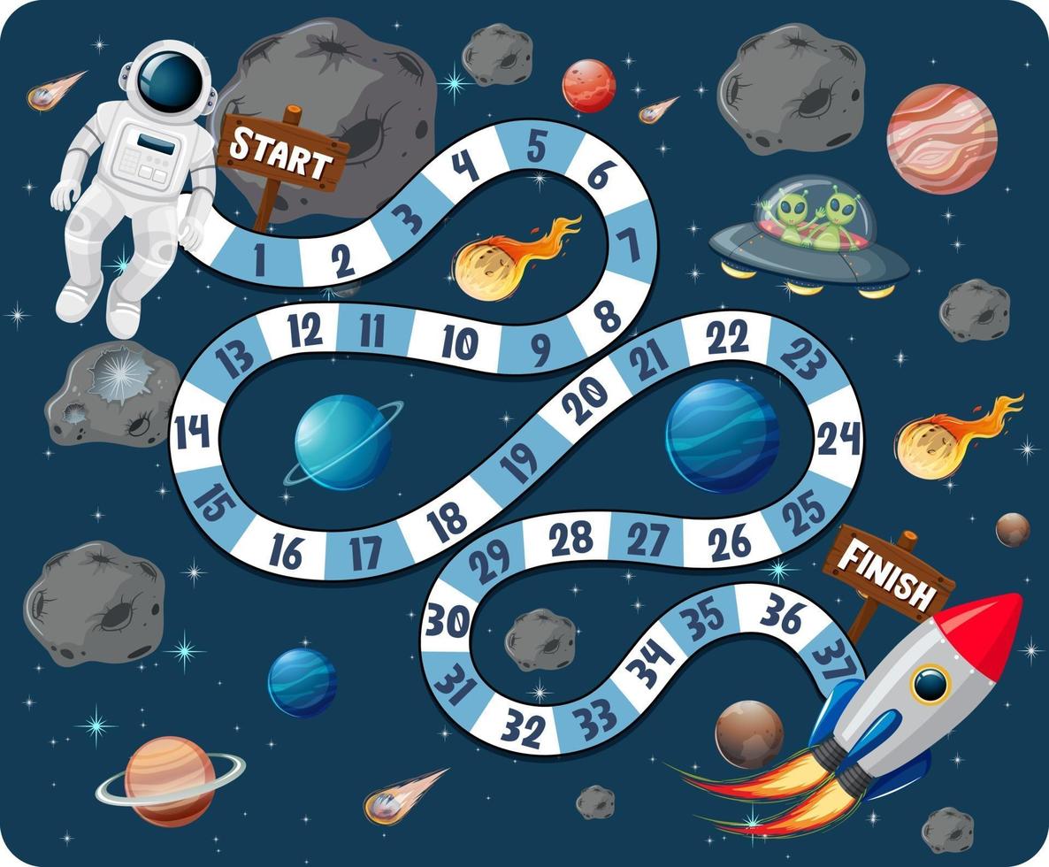 Path board game in galaxy theme vector