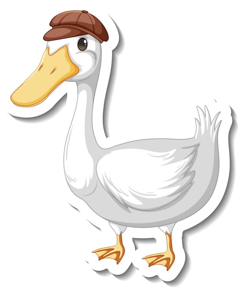 plantilla de etiqueta con un pato con sombrero aislado vector