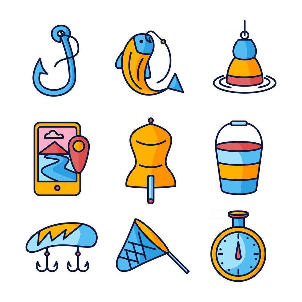 colección de iconos de pesca vector