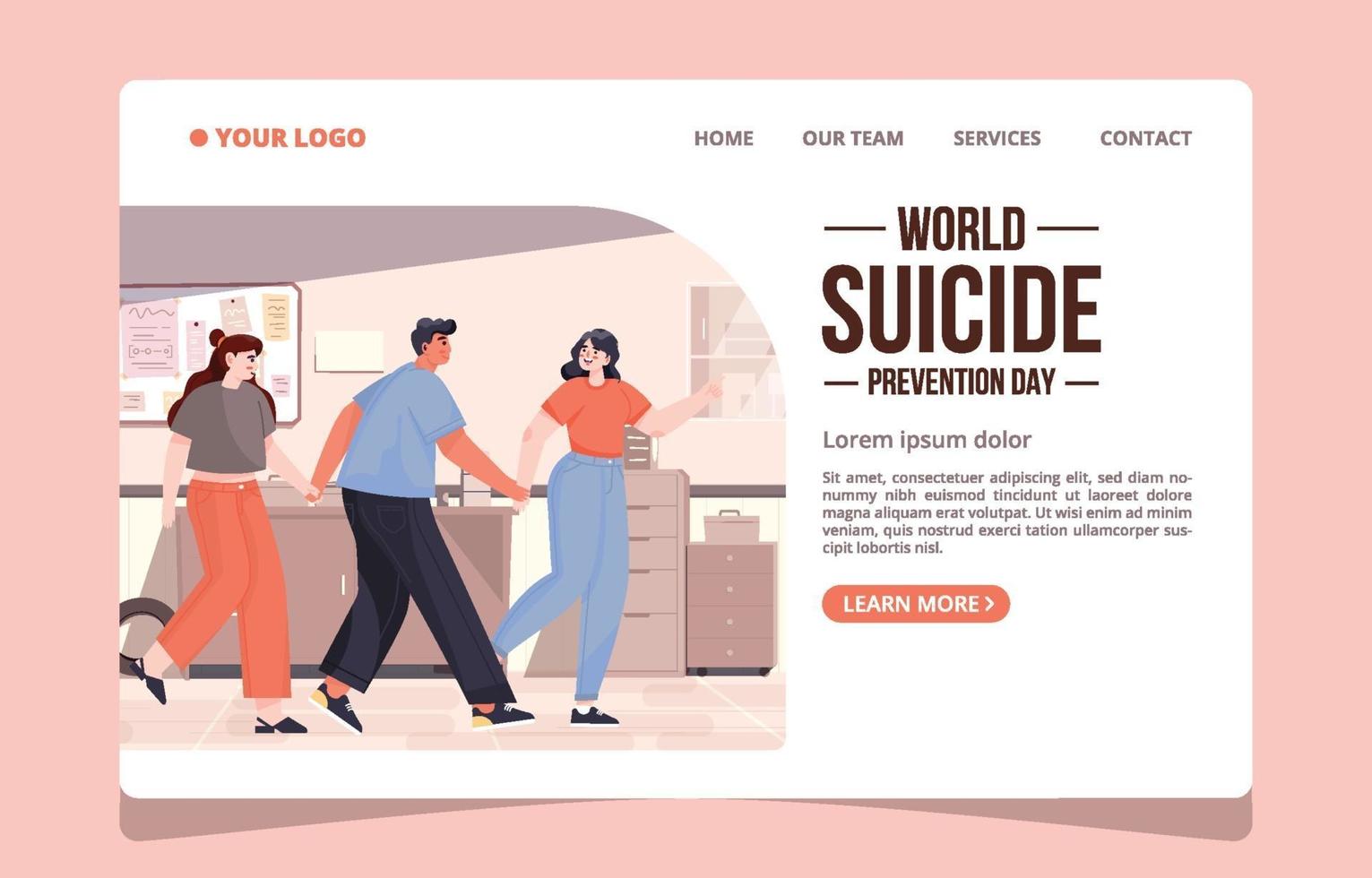 World Suicide Prevention Day Landing Page vector