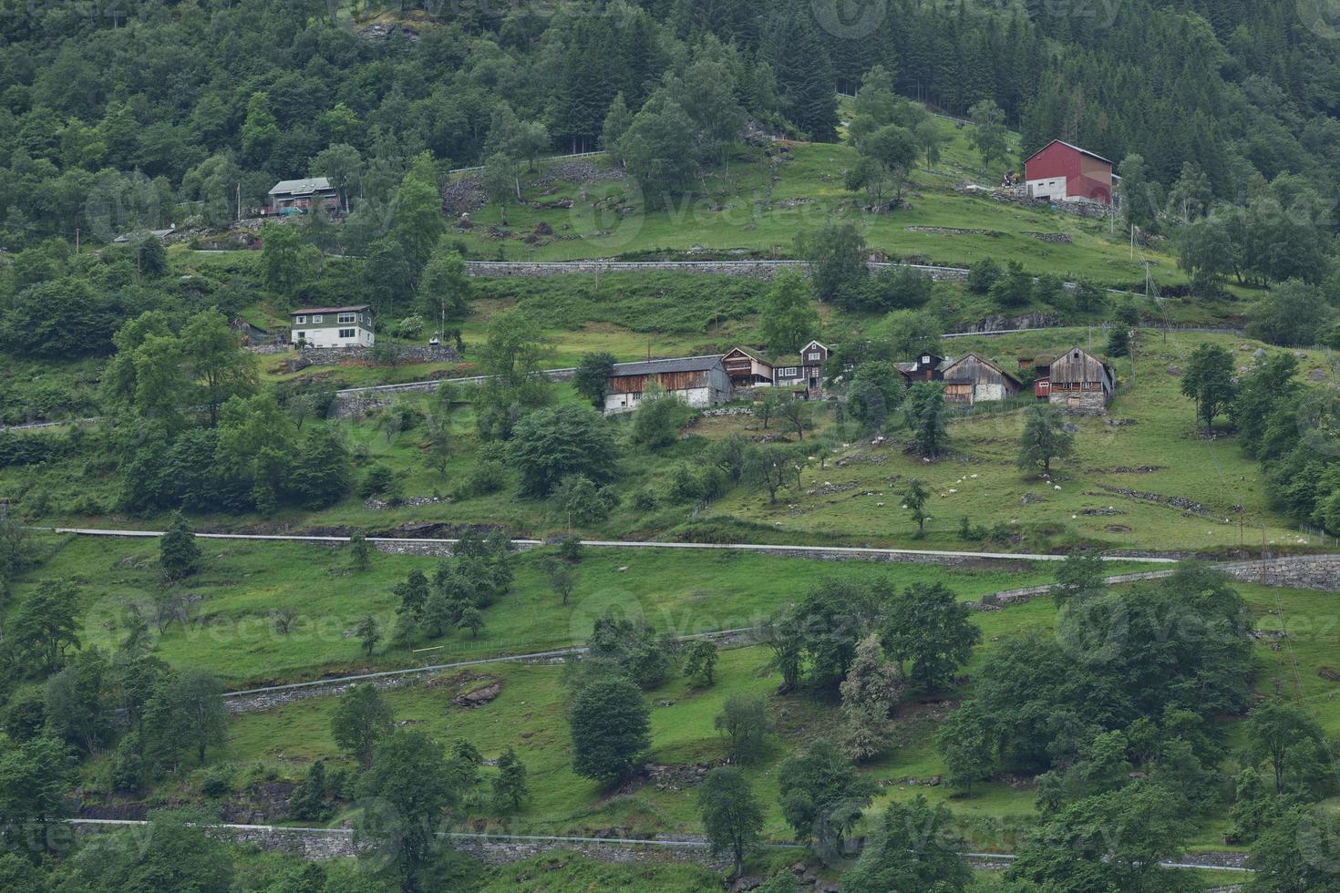 Paisaje en el fiordo de Geiranger en Noruega foto