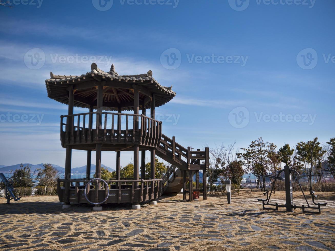 Korean traditional arbor in Yeosu city. South Korea photo