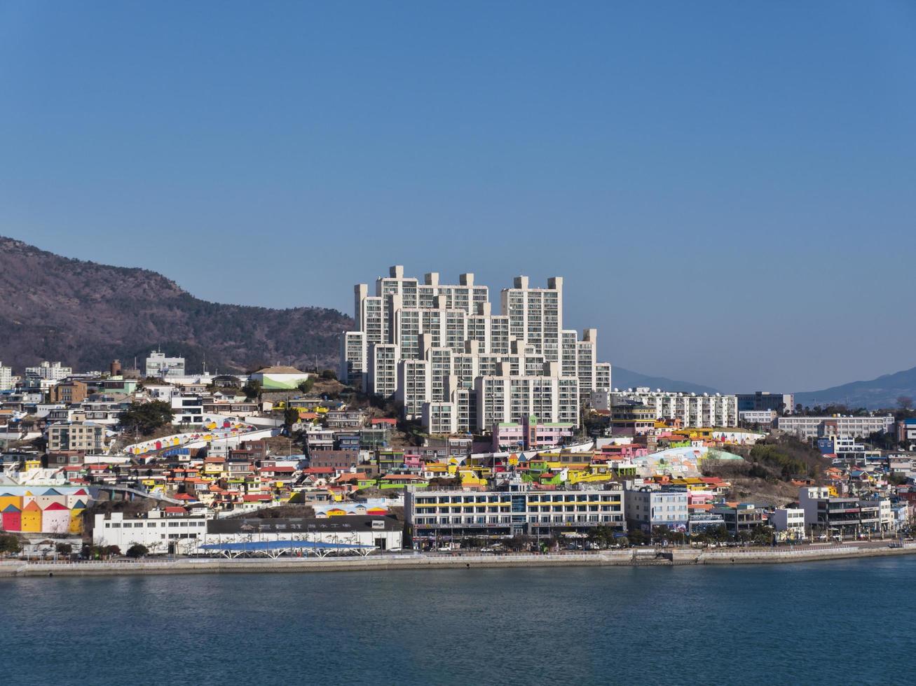 Panorama from Dolsan Park to Yeosu city. South Korea photo