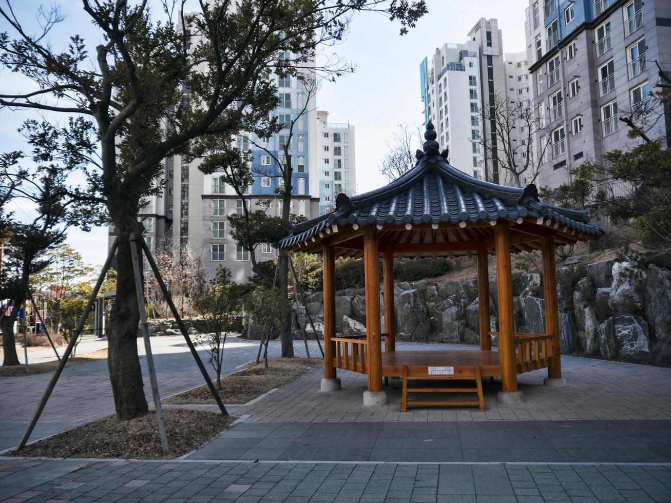 Korean traditional arbor in Yeosu city. South Korea photo