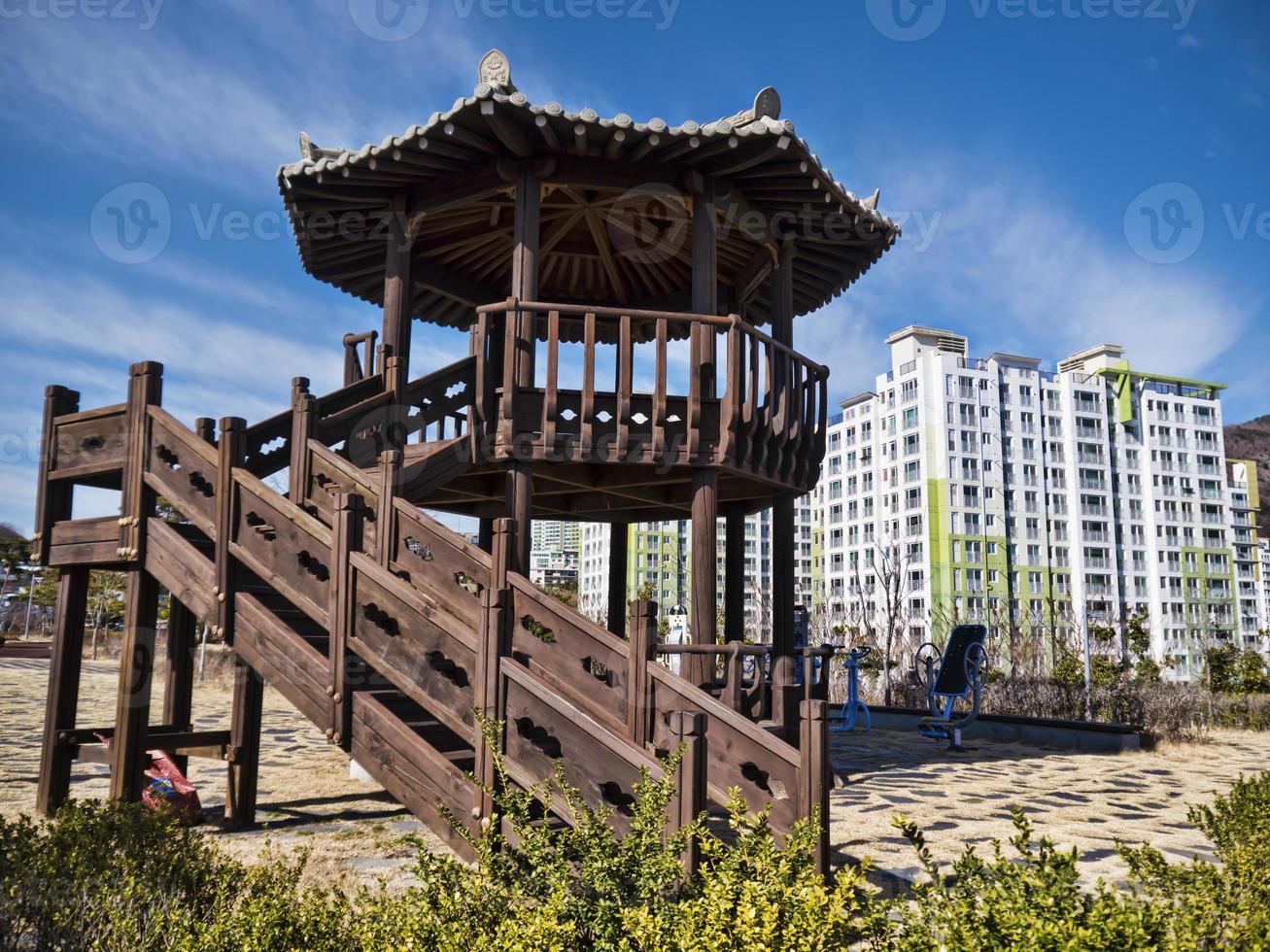 Korean traditional arbor in Yeosu city. South Korea photo