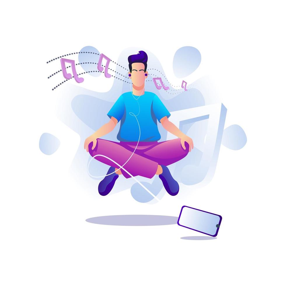 meditación con concepto de vector de ilustración de música