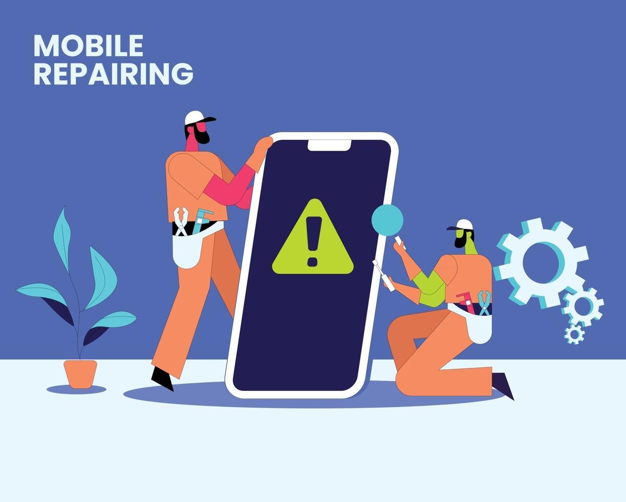 Mobile repairing flat illustration vector concept