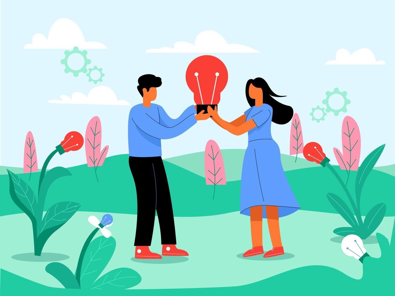 Getting ideas from nature illustration vector concept