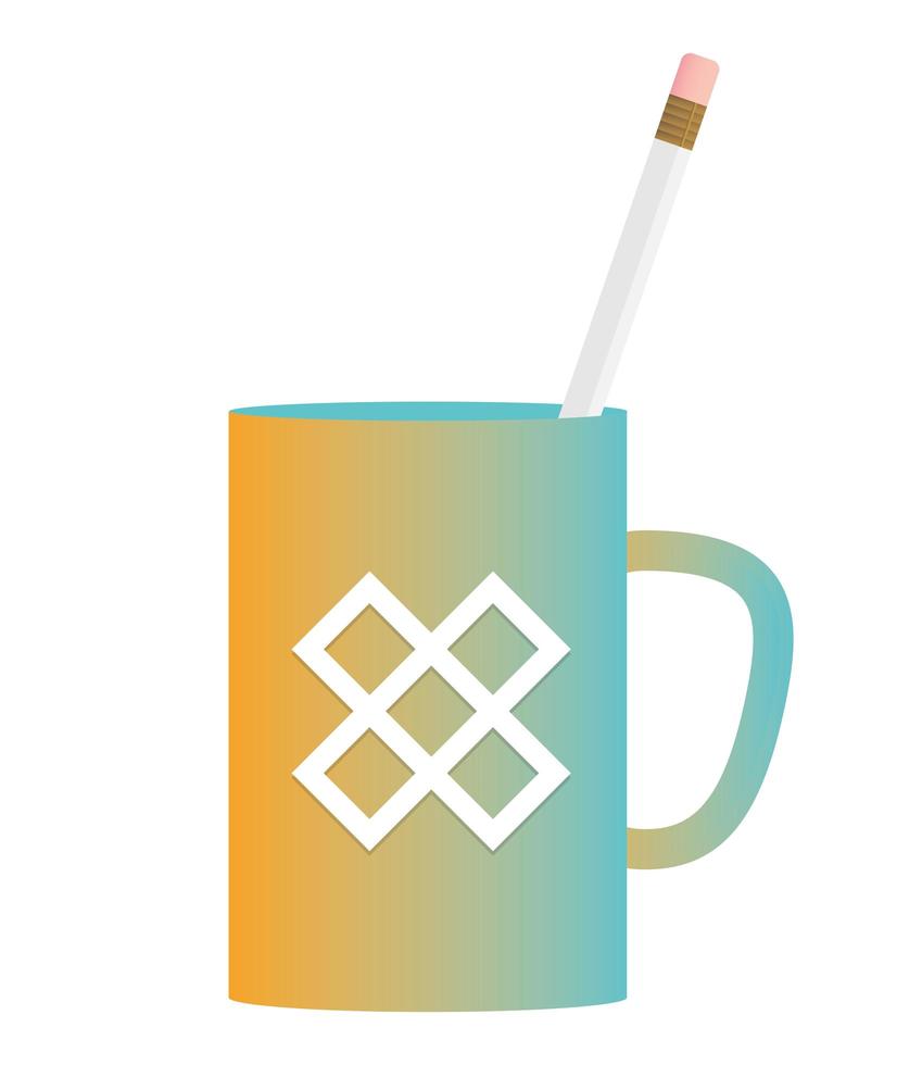 Isolated mockup coffee mug with pencil vector design