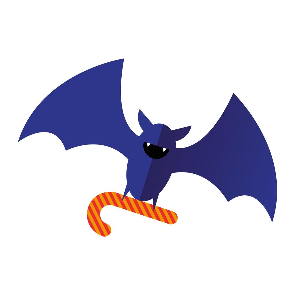 dibujos animados de murciélago de halloween con diseño de vector de caramelo