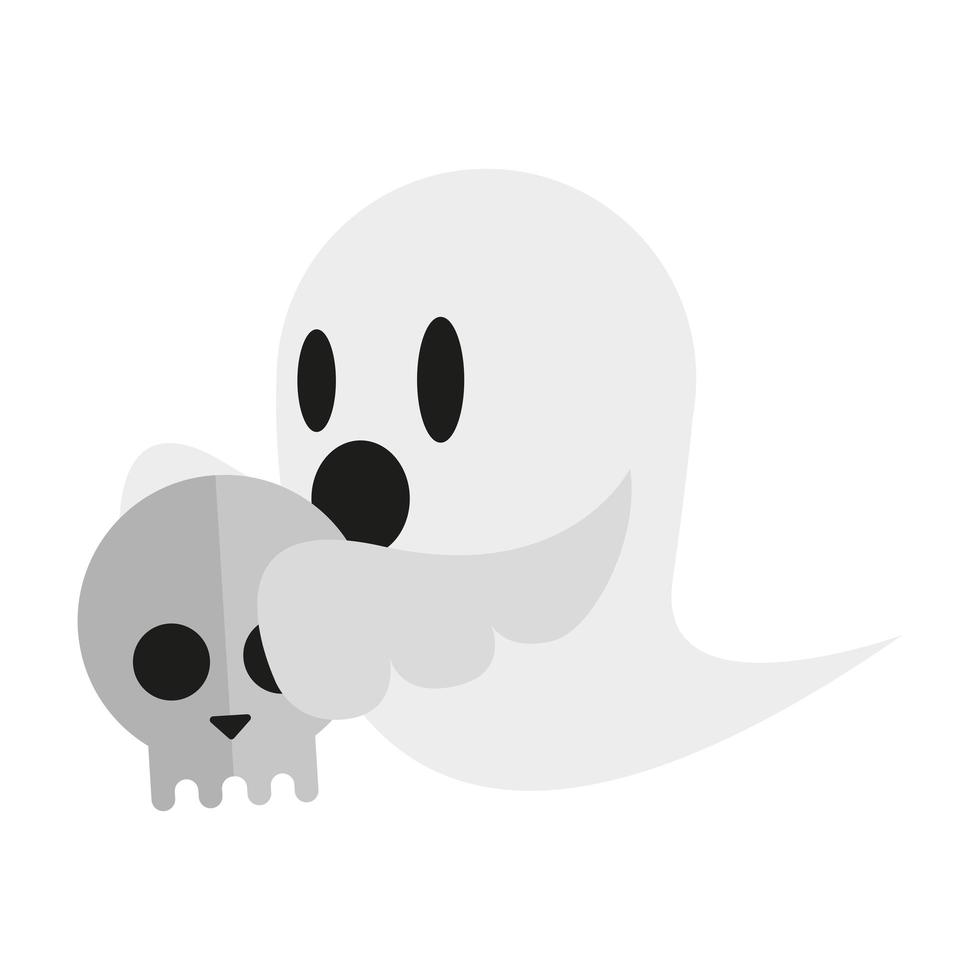 Halloween ghost cartoon with skull vector design