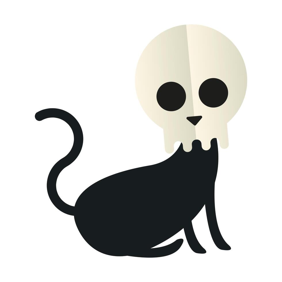 Halloween cat with skull mask vector design