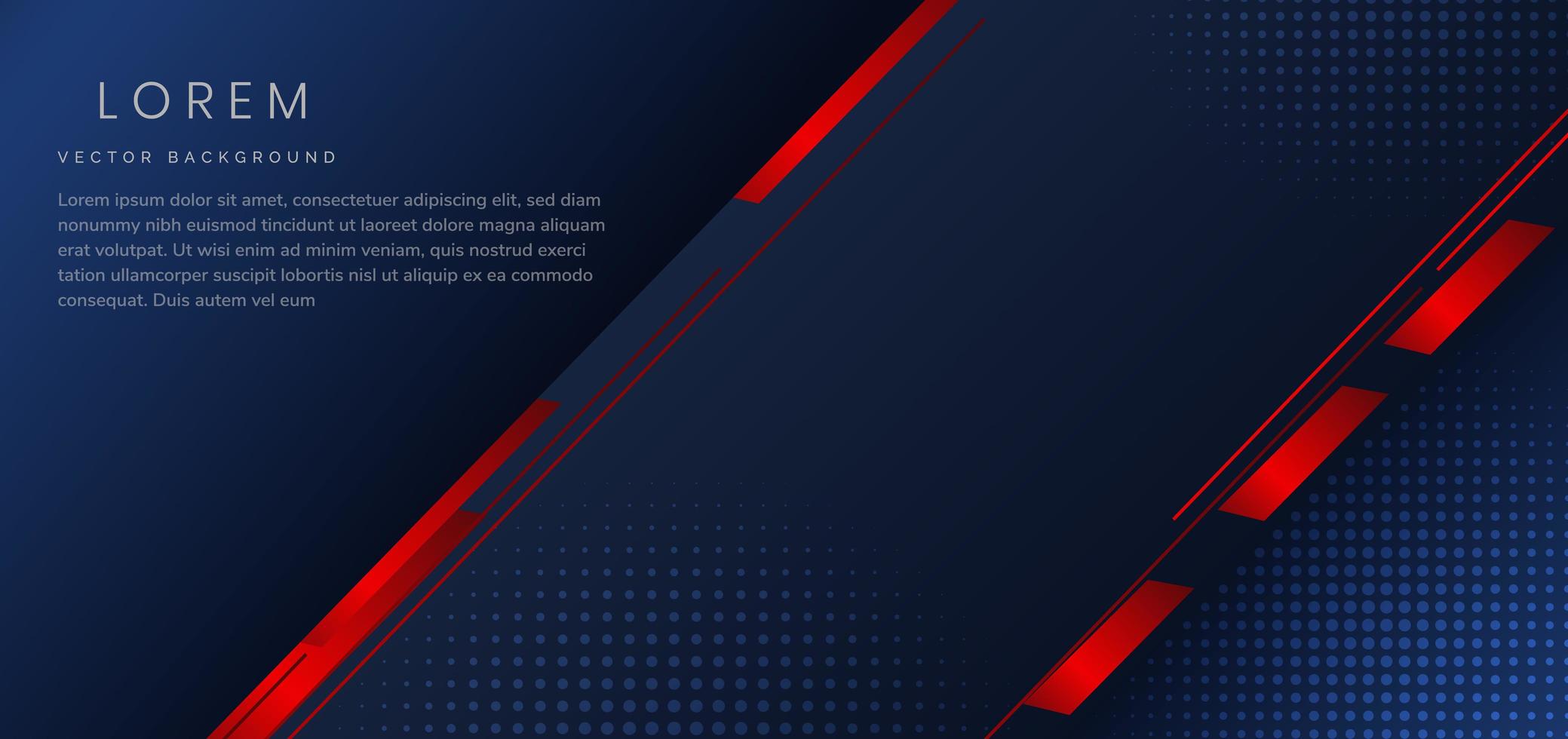Abstract dark blue template red geometric diagonal elements background with halftone and space for text. vector