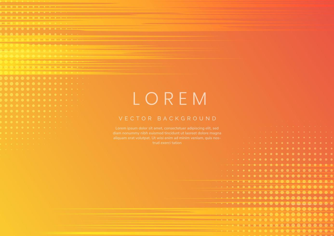 Template abstract yellow holizontal speed lines pattern on orange background with space for text. vector
