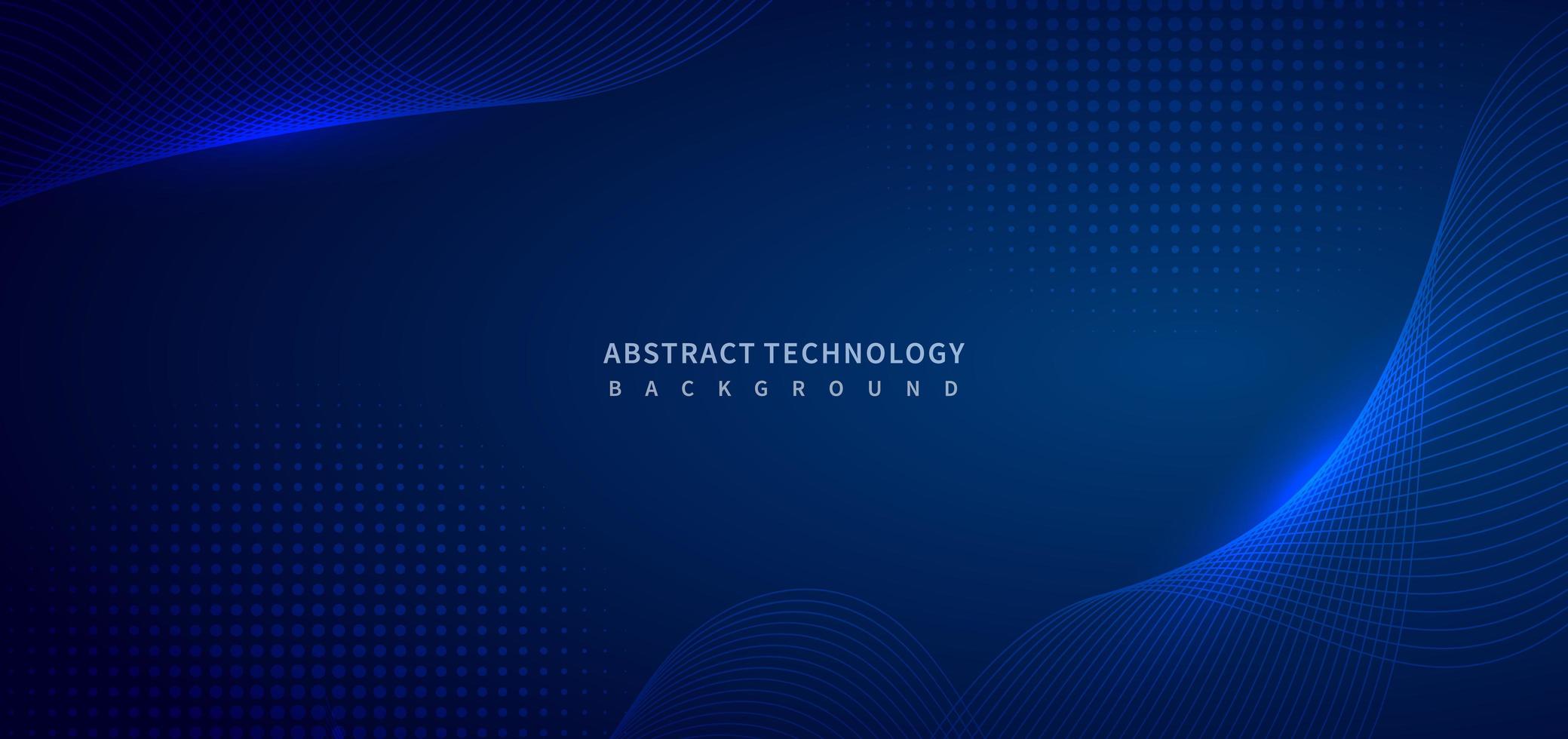 Abstract technology digital lighting futuristic glowing blue light lines wave background. vector