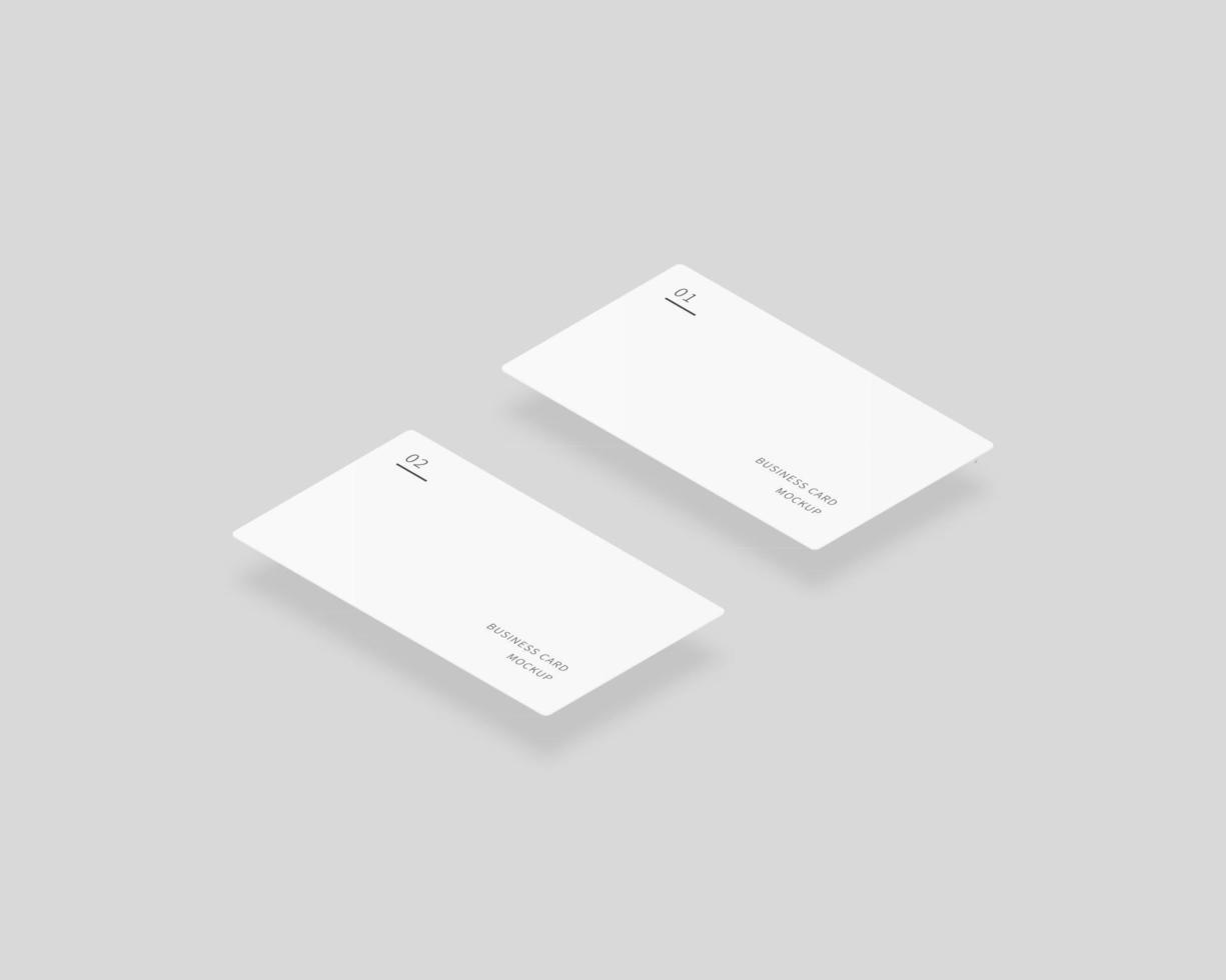 Blank white business cards. Mockup of two horizontal business cards. Mockup vector isolated. Template design. Realistic vector illustration.