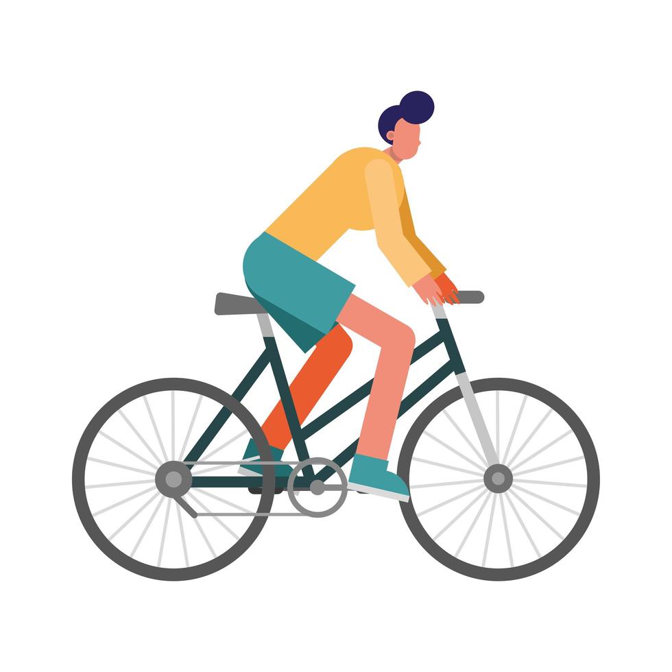 young man bike ride practicing activity character vector