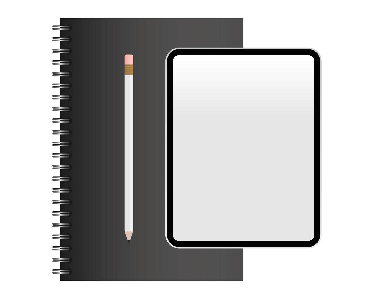 vector de tableta y cuaderno de maqueta aislado