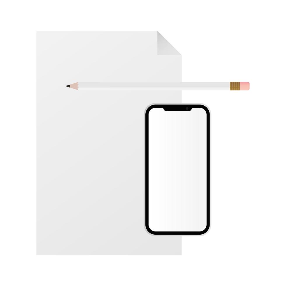 Isolated mockup notebook and smartphone vector design