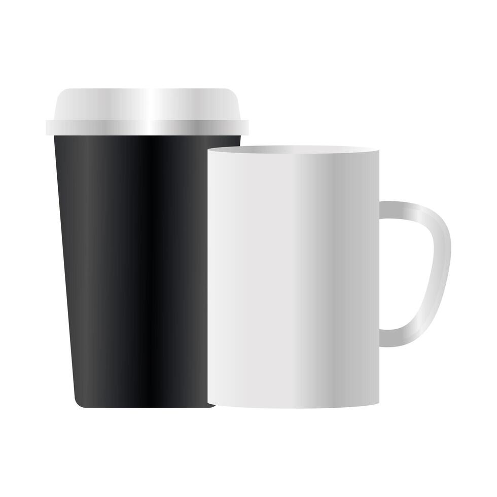 Isolated mockup coffee mugs vector design