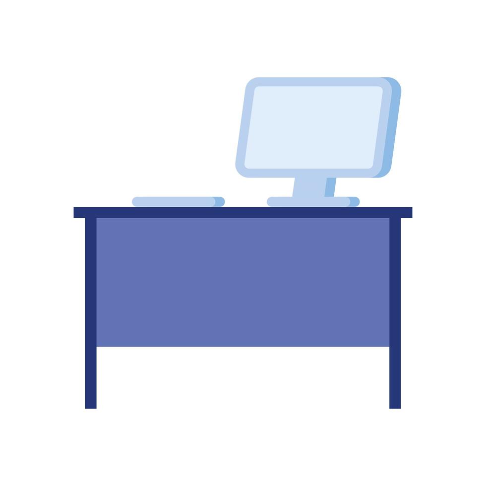 office desk with computer vector design