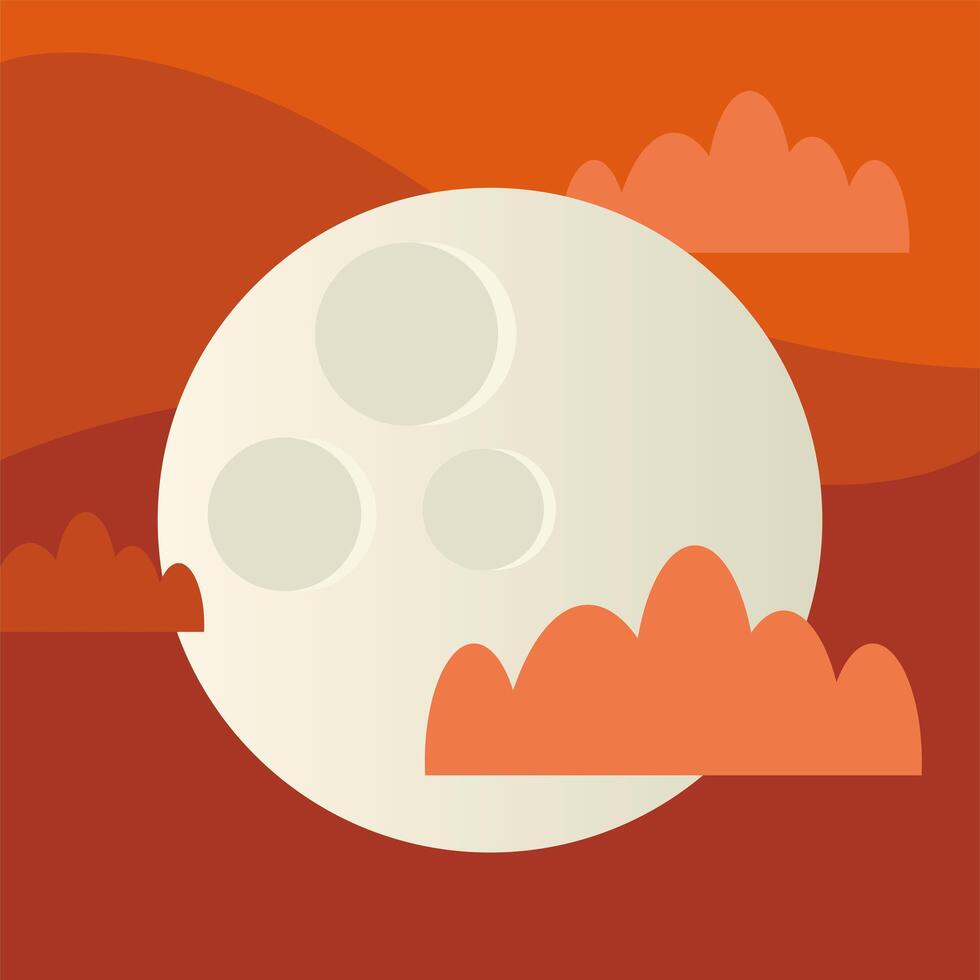 moon on orange sky vector design