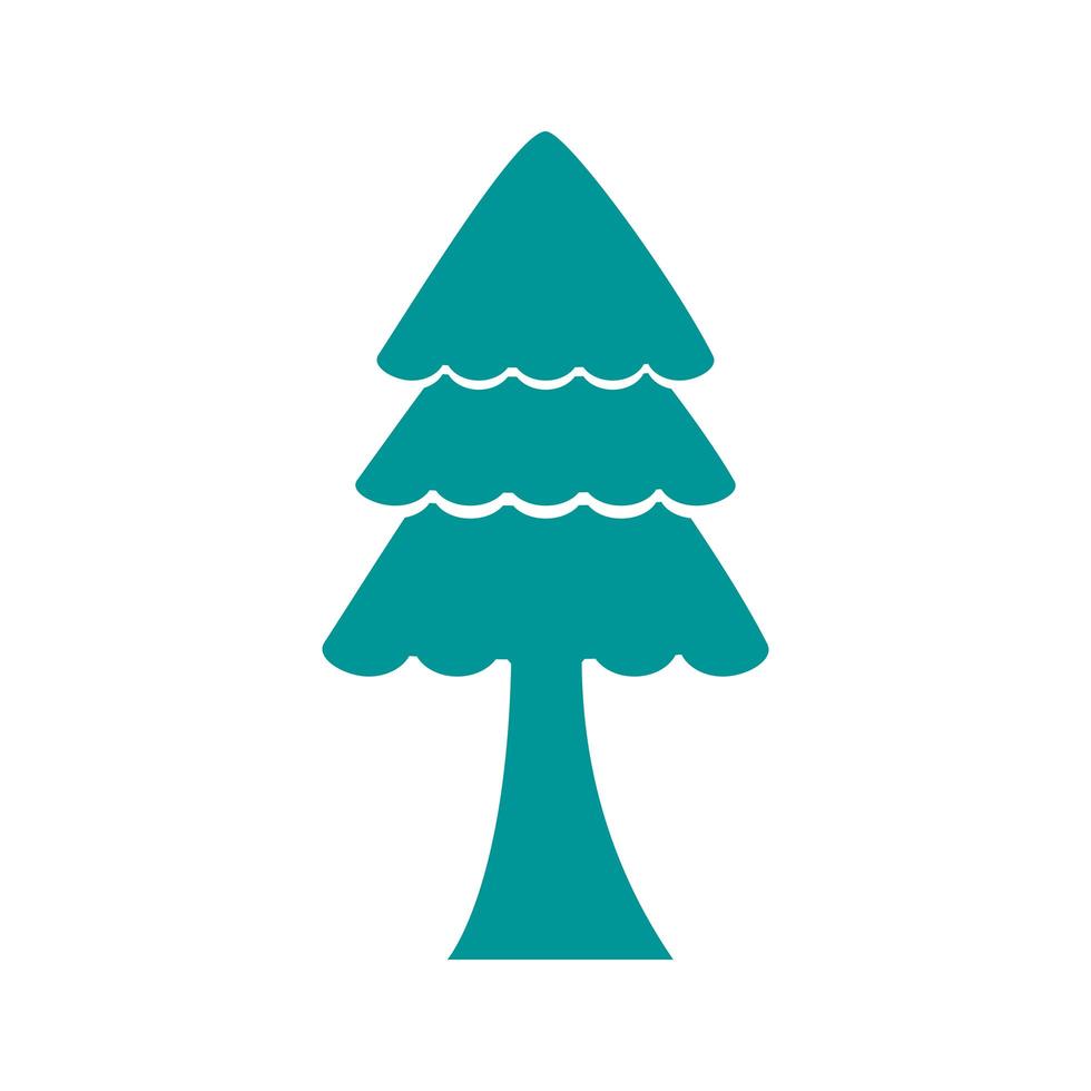 icono de estilo de silueta de bosque de planta de árbol de pino vector