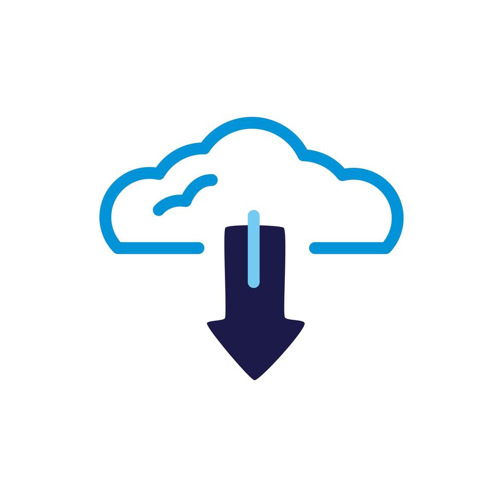 cloud computing with arrow download lineal color style vector