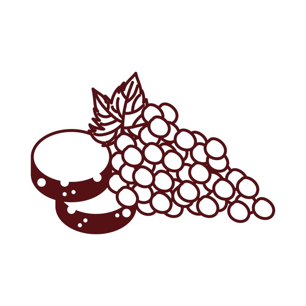 grapes fresh fruits and breads vector