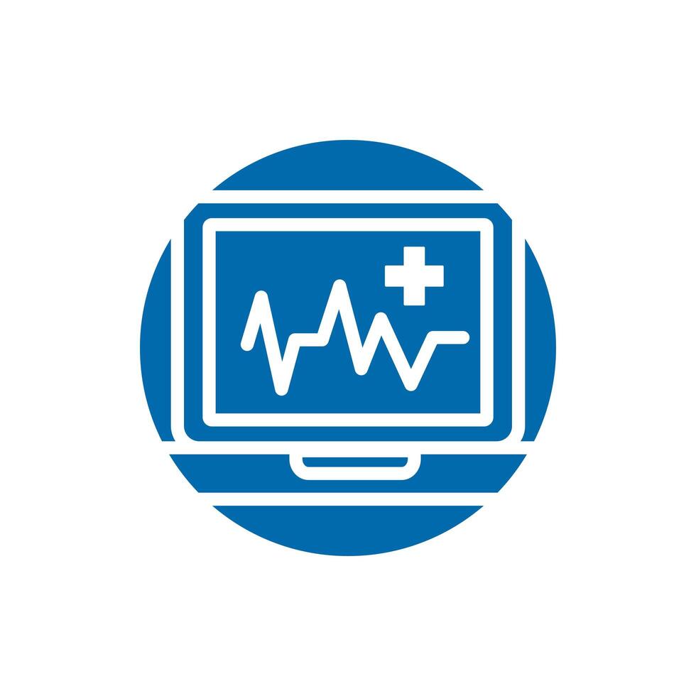 Cardiología médica ekg en icono de bloque portátil vector