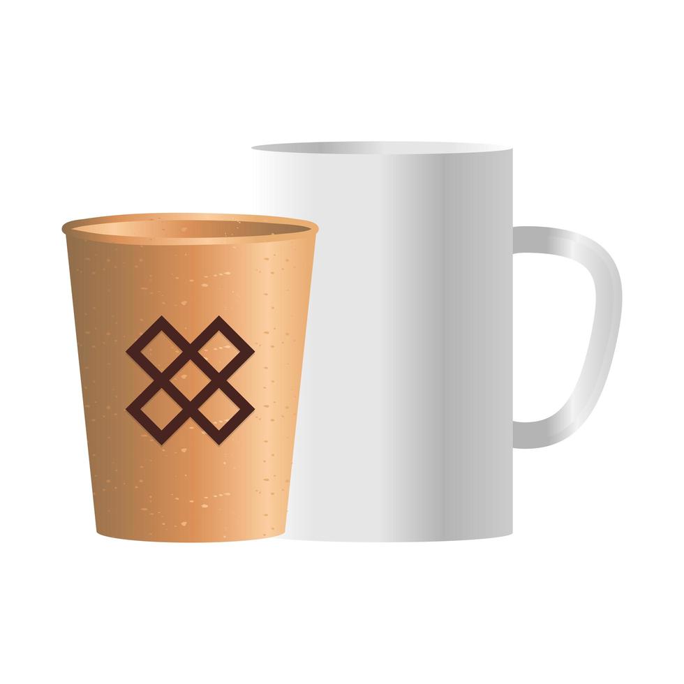 Isolated mockup coffee mugs vector design