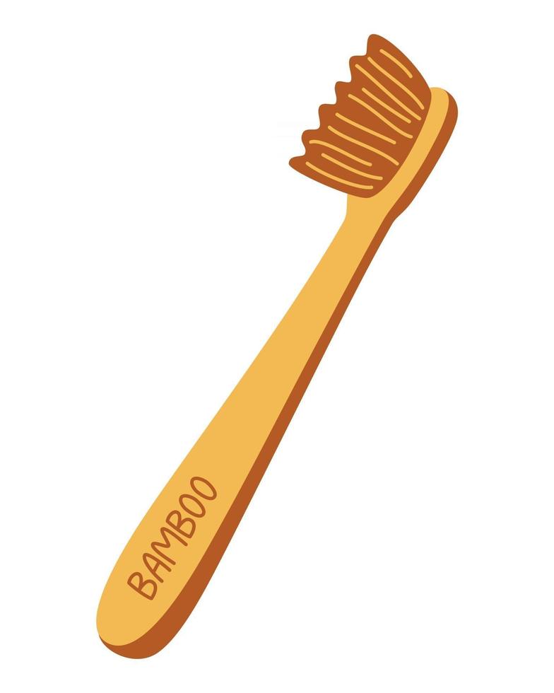 Bamboo toothbrush. Plastic free, Go Green, Zero Waste. Eco and healthy lifestyle. Vector flat cartoon illustration